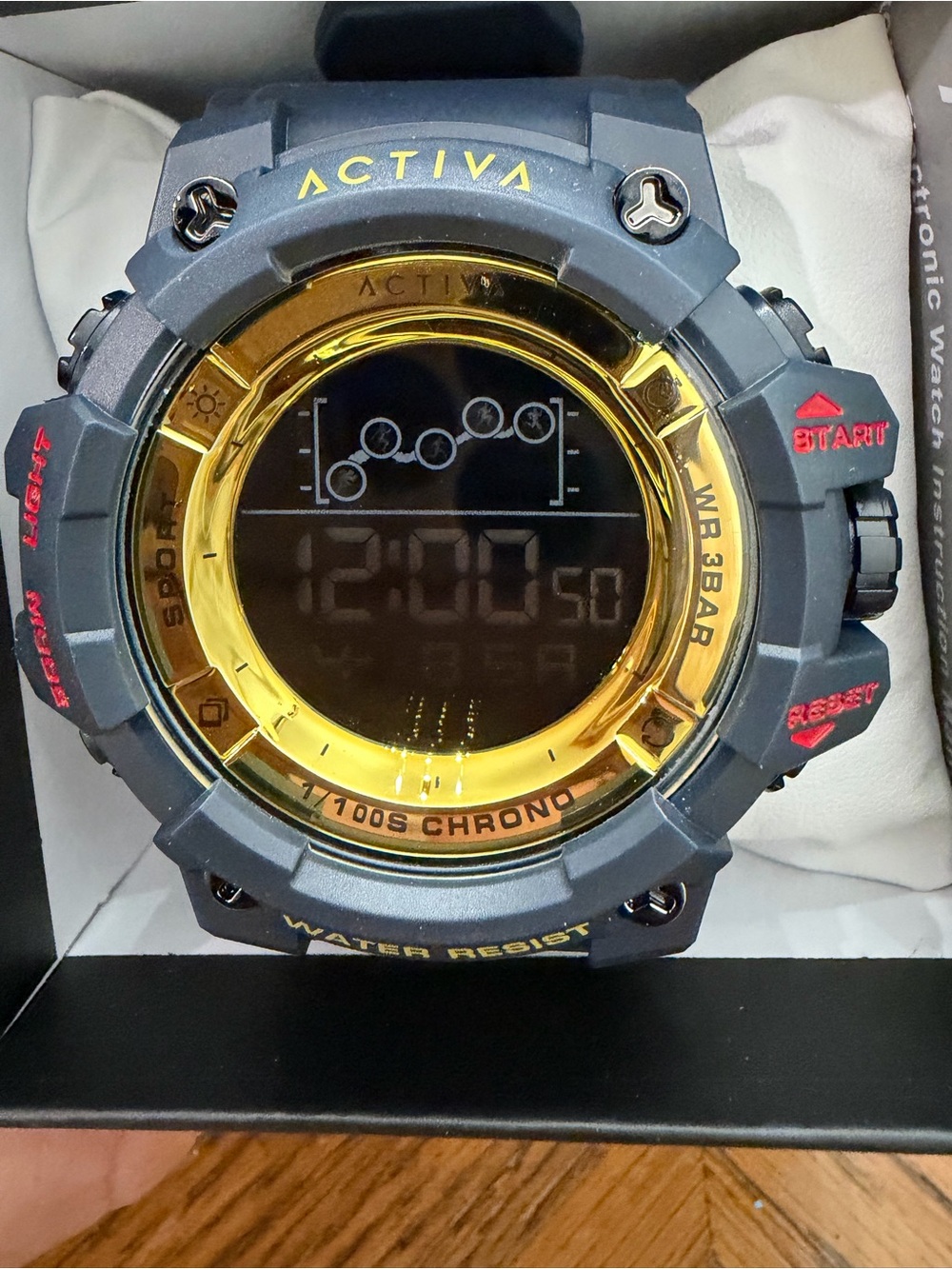 Invicta Activa Navy Blue Digital Sport Watch with Gold Bezel